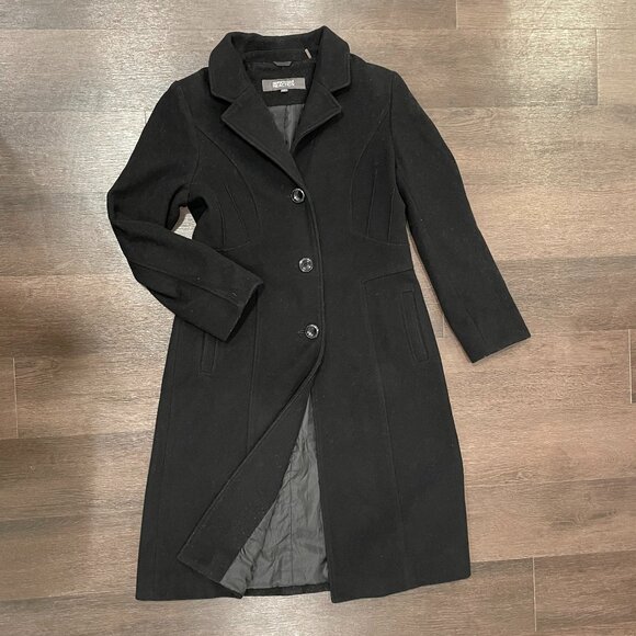 Kenneth Cole Reaction 80% Wool Coat, Black - Picture 1 of 7